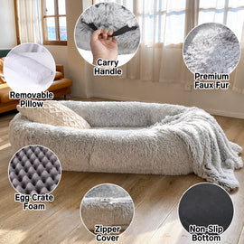 Extra-Large Washable Plush Pet Bed for Dogs and Cats