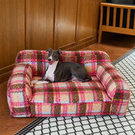 Vintage-Style Plush Sofa Bed for Dogs and Cats