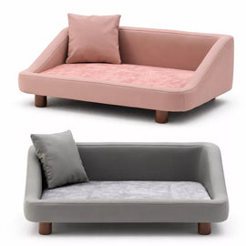 Pet Sofa Bed with Headrest and Removable Cover