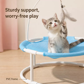 Round Pet Bed with Hanging Toy