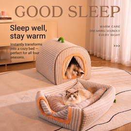 Cozy Enclosed Pet House for Cats & Dogs