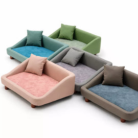 Pet Sofa Bed with Headrest and Removable Cover