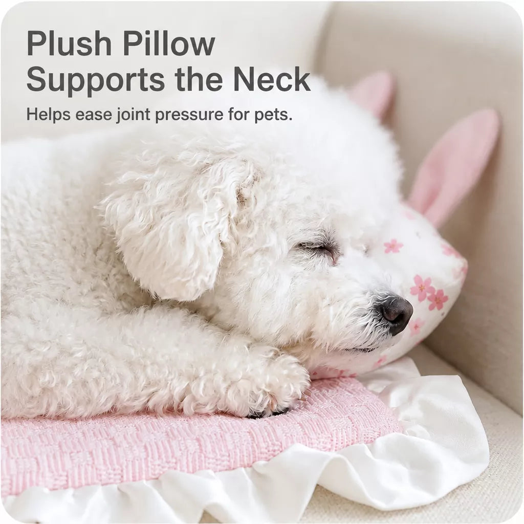 Pet Rest Mat with Bunny-Ear Pillow for Dogs and Cats