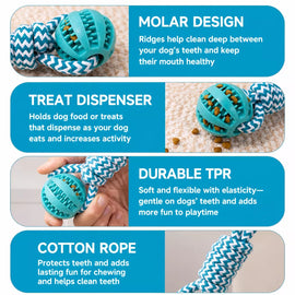 Rope Dog Tug Toy with Treat-Dispensing Ball for Medium and Large Dogs