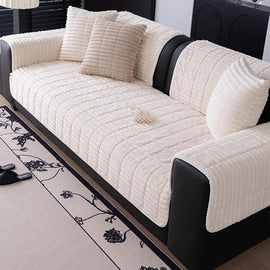 Cloud-Soft Ribbed Fleece Modular Couch Cover styled across a modern sectional sofa