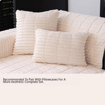 Cloud-Soft Ribbed Fleece Modular Couch Cover close-up of the raised rib-and-grid weave