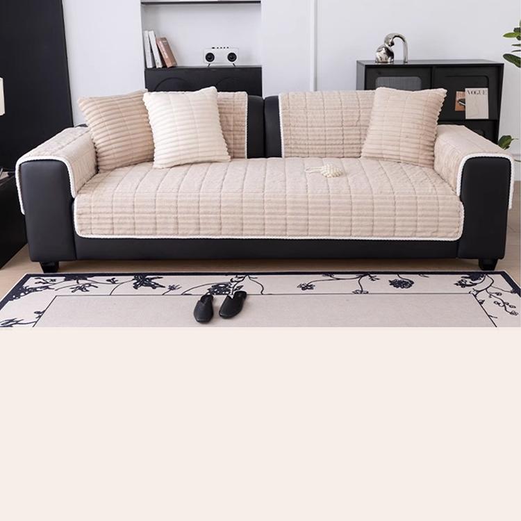 Cloud-Soft Ribbed Fleece Modular Couch Cover styled across a modern sectional sofa