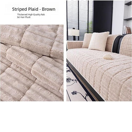 Cloud-Soft Ribbed Fleece Modular Couch Cover close view of the plush ribbed surface