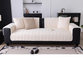 Cloud-Soft Ribbed Fleece Modular Couch Cover soft cushioned grid texture under hand