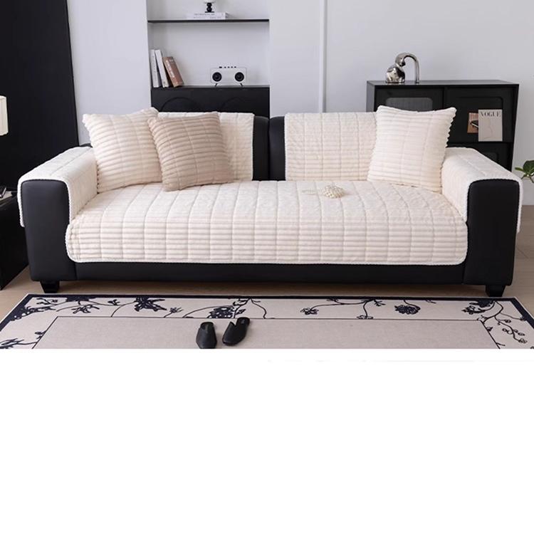 Cloud-Soft Ribbed Fleece Modular Couch Cover soft cushioned grid texture under hand