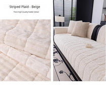Cloud-Soft Ribbed Fleece Modular Couch Cover warm fleece pile and dimensional quilting