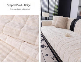 Cloud-Soft Ribbed Fleece Modular Couch Cover warm fleece pile and dimensional quilting