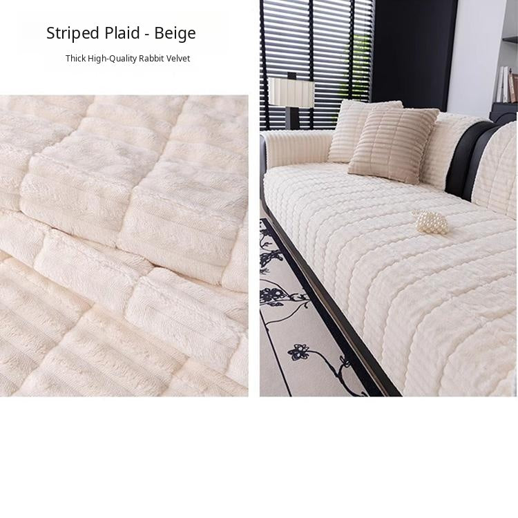 Cloud-Soft Ribbed Fleece Modular Couch Cover warm fleece pile and dimensional quilting