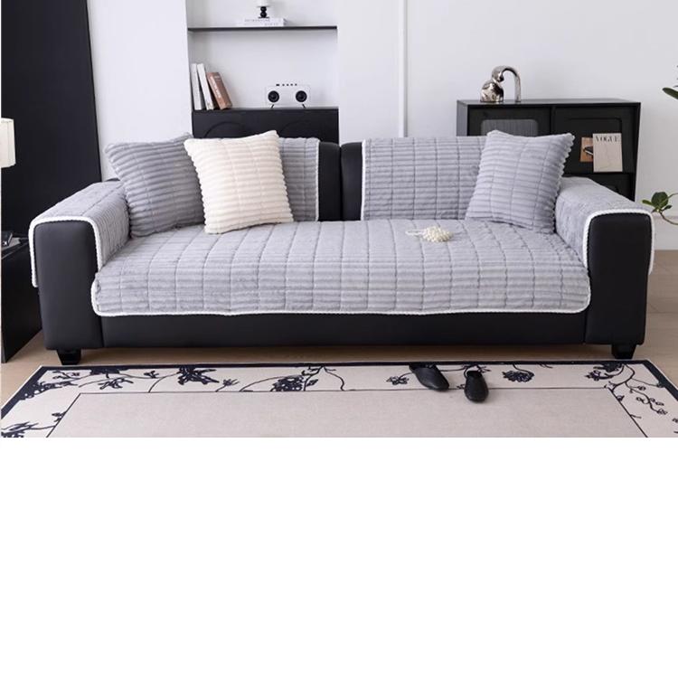 Cloud-Soft Ribbed Fleece Modular Couch Cover coordinated sofa panels in layered neutral colors