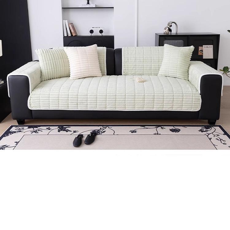 Cloud-Soft Ribbed Fleece Modular Couch Cover non-slip dotted backing detail