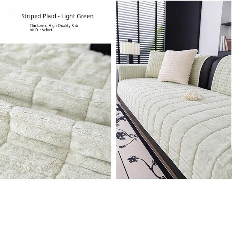 Cloud-Soft Ribbed Fleece Modular Couch Cover full sofa coverage with separate fitted panels