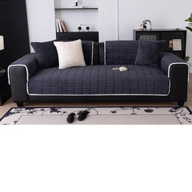 Cloud-Soft Ribbed Fleece Modular Couch Cover plush couch cover arranged with matching cushions