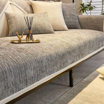 Ribbed Jacquard Chenille Modular Couch Cover styled across a modern sofa