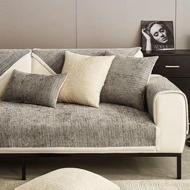 Ribbed Jacquard Chenille Modular Couch Cover precision ribbed jacquard texture close-up