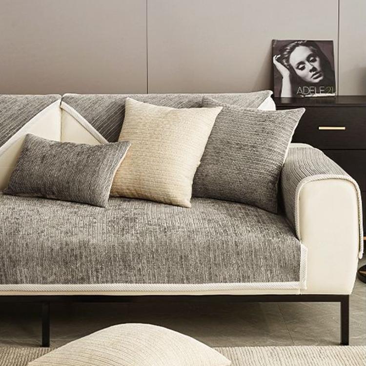 Ribbed Jacquard Chenille Modular Couch Cover precision ribbed jacquard texture close-up
