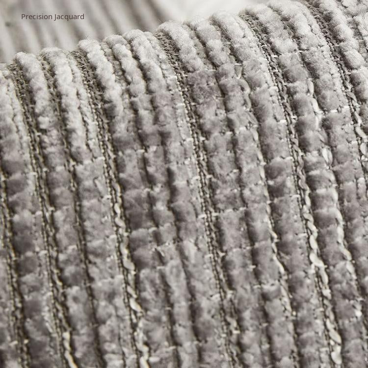 Ribbed Jacquard Chenille Modular Couch Cover bound edge detail in contrasting cream