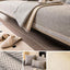 Light gray contrast-trim woven faux linen couch cover shown on a sofa
