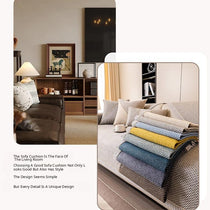 Contrast-Trim Woven Faux Linen Couch Cover styled on a clean-lined modern sofa
