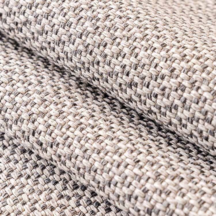Contrast-Trim Woven Faux Linen Couch Cover contrast piping around the panel edge