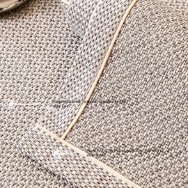 Contrast-Trim Woven Faux Linen Couch Cover non-slip dotted backing detail