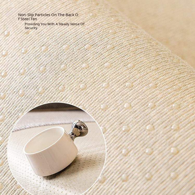 Contrast-Trim Woven Faux Linen Couch Cover coordinated cushion and sofa panel arrangement