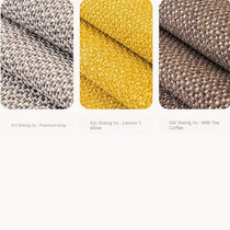 Contrast-Trim Woven Faux Linen Couch Cover full sofa view in a neutral interior
