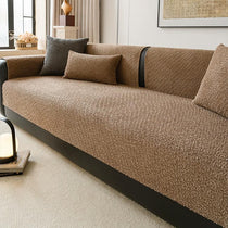 Coffee boucle-style chenille modular couch cover shown on a sofa