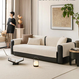 Cloud-Bouclé Chenille Modular Couch Cover styled on a modern black-frame sofa