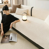 Cloud-Bouclé Chenille Modular Couch Cover relaxed sofa styling in a warm neutral room