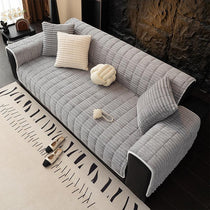 Plush Ribbed Fleece Couch Cover detail showing the deep ribbed fleece texture