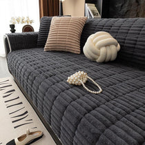 Plush Ribbed Fleece Couch Cover detail showing coordinating cushion styling