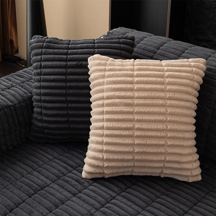 Plush Ribbed Fleece Couch Cover detail showing the softly bound edge