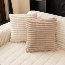 Plush Ribbed Fleece Couch Cover detail showing the deep ribbed fleece texture