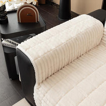 Plush Ribbed Fleece Couch Cover detail showing the softly bound edge