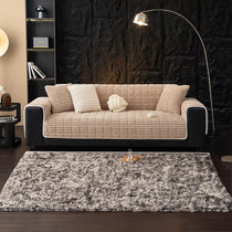 Plush Ribbed Fleece Couch Cover detail showing coordinating cushion styling