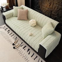 Plush Ribbed Fleece Couch Cover detail showing full-sofa styling