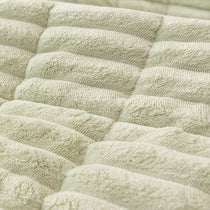 Plush Ribbed Fleece Couch Cover detail showing coordinating cushion styling