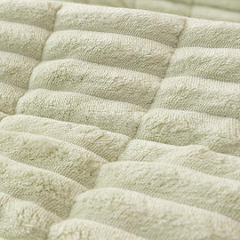 Plush Ribbed Fleece Couch Cover detail showing coordinating cushion styling
