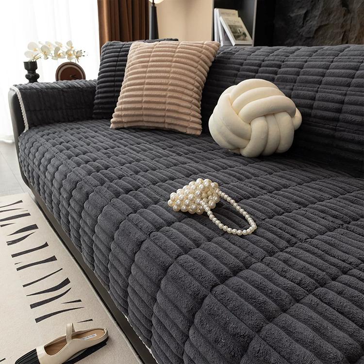 Dark gray option for the Plush Ribbed Fleece Couch Cover