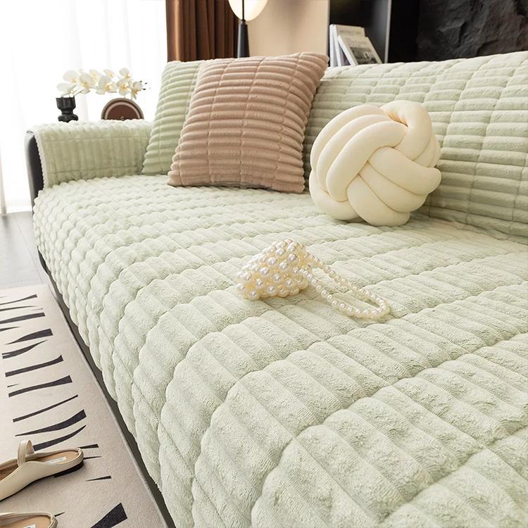 Green option for the Plush Ribbed Fleece Couch Cover