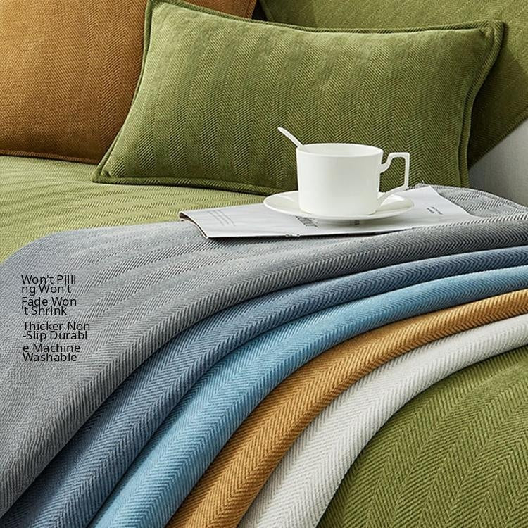 Herringbone Chenille Couch Cover – Pet-Proof Furniture Protector – gsft-9006 detail showing the six coordinated color options