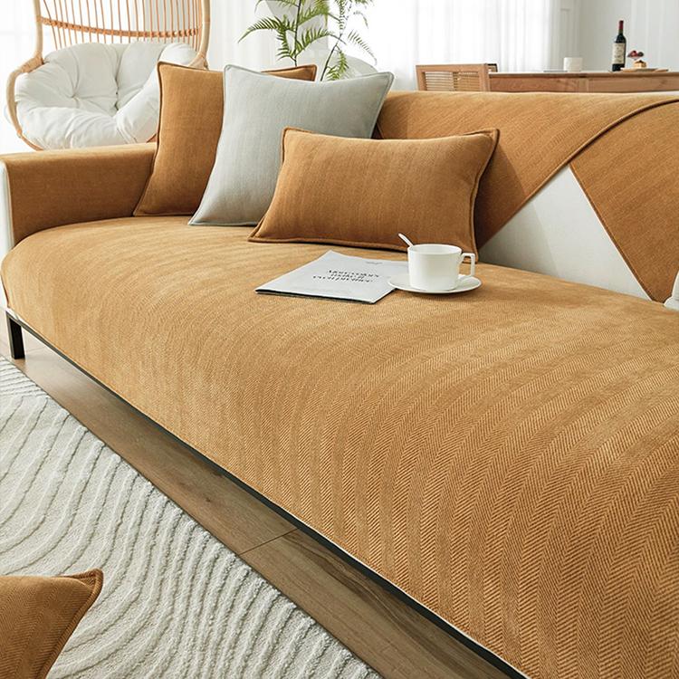 Herringbone Chenille Couch Cover – Pet-Proof Furniture Protector – gsft-9006 detail showing the dotted non-slip backing