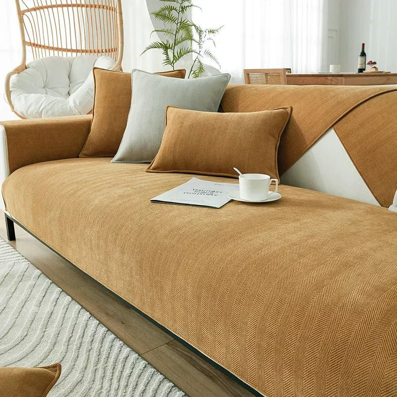 Herringbone Chenille Fabric Furniture Protector Couch Cover gsft-9006