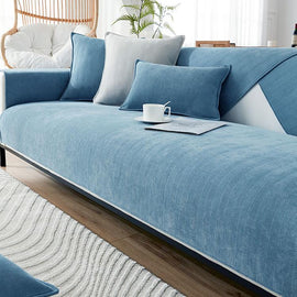 Herringbone Chenille Couch Cover – Pet-Proof Furniture Protector – gsft-9006 detail showing the dotted non-slip backing