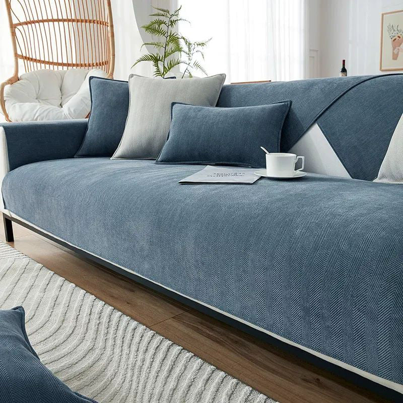 Herringbone Chenille Fabric Furniture Protector Couch Cover gsft-9006